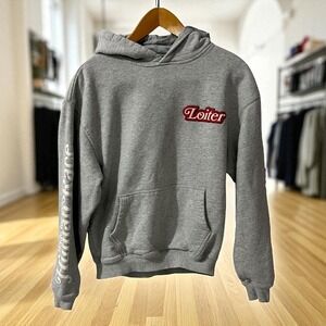 Loiter Made For The Human‎ Race Gray Graphic Hoodie Sweatshirt Size S